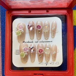 Floral Embellished Nail Enhancements